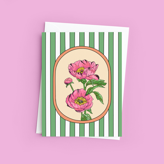 Peony Flower Greeting Card