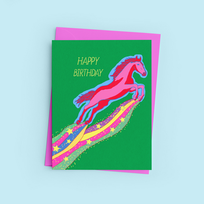 Pink Pony Birthday Card