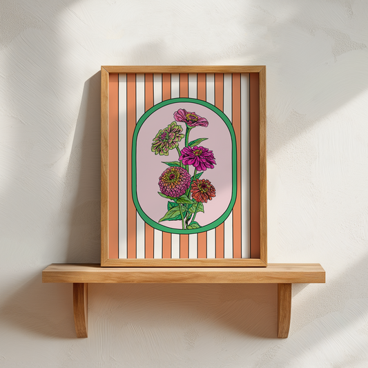 Zinnia Flower Art Print