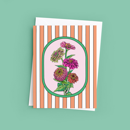 Zinnia Flower Greeting Card